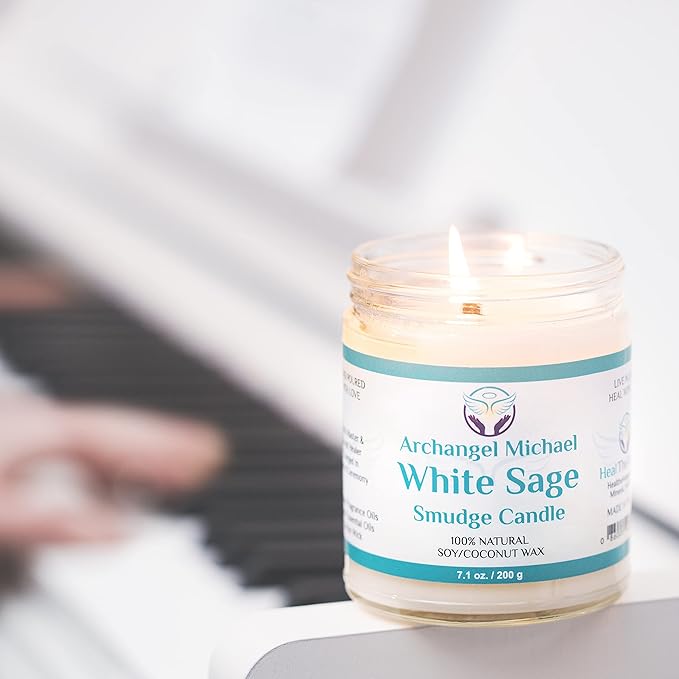 White Sage Candles for Cleansing House Chakra Healing | Energy Cleansing Smudge Candle | Natural Aromatherapy Candle | Sage for Cleansing House Negative Energy (7 oz) (White Sage)