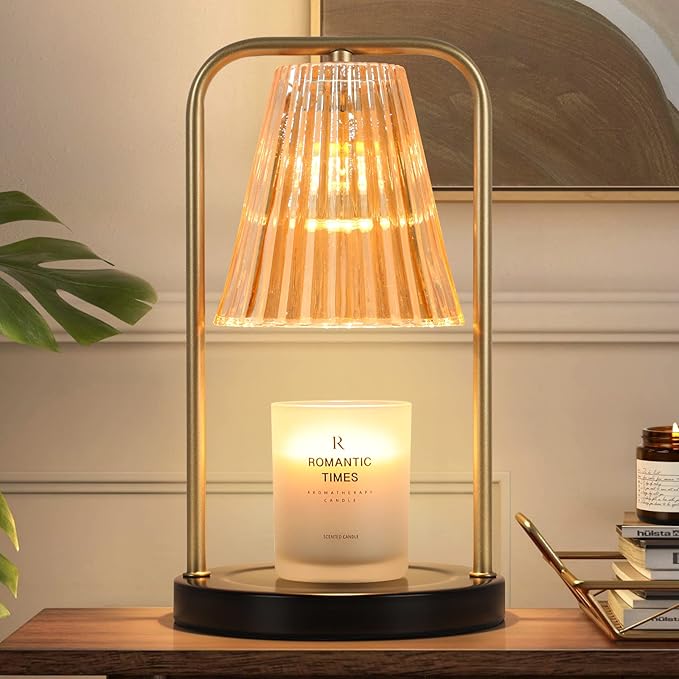 Candle Warmer Lamp for Jar Candles, Mothers Day Gifts for Mom, Vintage Electric Candle Melter House Warming Gifts Home Bedroom Decor, Dimmable Melt Warmer for Scented Wax with 2 Bulbs