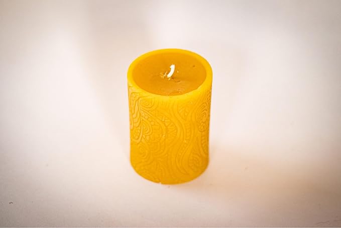 BeeTheLight Beeswax Pillar Candle - 100% Pure Bees Wax - Choose Your Size and Color - Up to 72 Hour Burn Time - Approx. 2x3, 3x4, 3x6 - Unscented - Natural Light Honey Scent (Natural Yellow, Small)