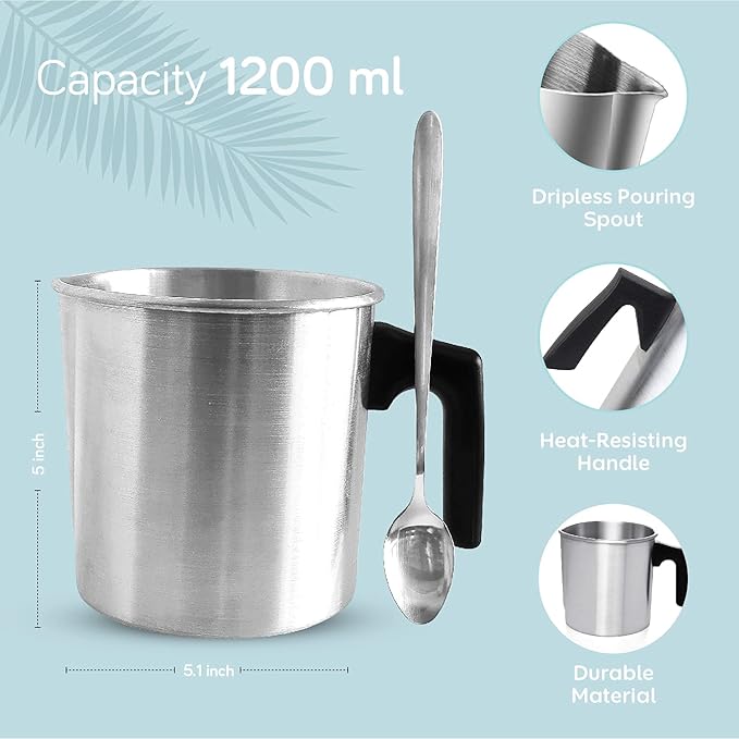 DALIBO DIY Candle Making Kit - Complete Starter Set for Beginners with Natural Soy Wax, Jars, Essential Oils, Melting Pot, Spoon, Wicks, Dye Blocks, Thermometer - Craft Supplies - 60-Pack,CMK-2021