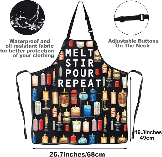 JNIAP Candle Making Apron Candle Lover Gift Candle Maker Gift Crafter Apron Candle Lady Apron Melt Stir Pour Repeat Gifts