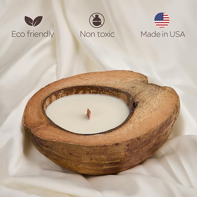 – Set of Non-Toxic Scented Candles Clearance | Coconut Candle with Wooden Wick | Candles for Home Scented & Candle Décor (Caramel Island)
