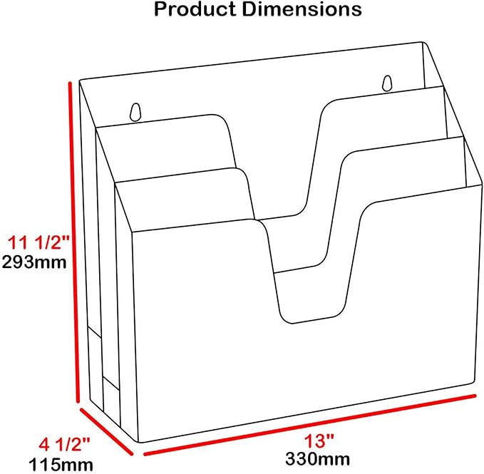Acrimet Horizontal Triple File Folder Holder Organizer, Open Top Desktop Document Sorter for Letter Size Papers & Folders, Plastic (Clear Crystal)
