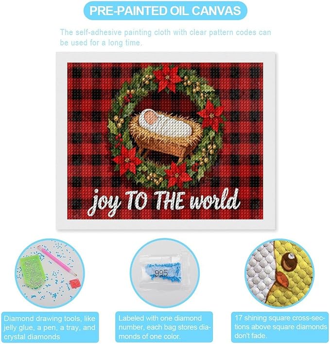 AIVKIEJK Diamond Painting Kits for Adults - Faith Christmas World Joy Painting DIY 5D Full Drill Diamond Dots Paintings with Diamonds Gem Art and Crafts Home Decor 16"x20"