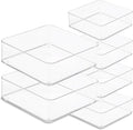 primebox Plastic Clear Drawer Organizers. Bathroom, Kitchen, Bedroom, Makeup, Office Organizer Bins, Storage Trays. Heavy Duty, Stackable. 6" x 6" x 2" Set of 6