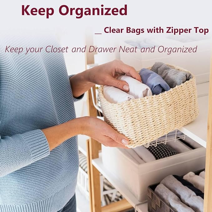 Large Plastic Bags With Zipper Top and Writable White Block, 2 Gallon,13x15in,2-Mil Thick,25 Pack,Storage Bags for Clothes,Travel, Moving, Reusable,Heavy-Duty,BPA-Free, Clear Plastic