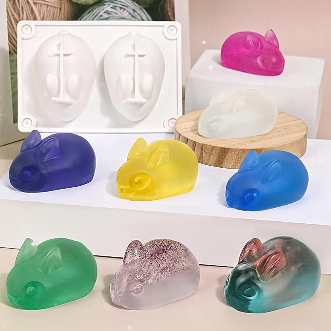 Blingfun Gel Wax Candle Making Kit with 7 Colors Jelly Wax, Rabbit Mold, Wicks, Wick Stickers, Drill - DIY Scented Candle Fun Craft Supplies for Home Decor