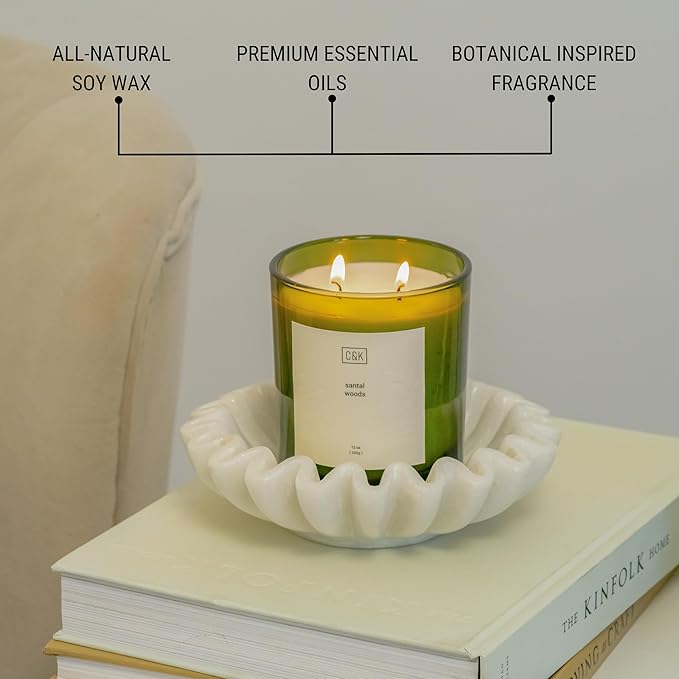 Craft & Kin 12oz Amber Moss Candle for Home | Premium Green Winter Scented Candles for Men | Made with Natural Soy | Holiday Candles Gifts for Men and Women | Nature Collection