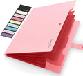Sooez Accordion File Organizer, Letter Size Expanding File Folder with Labels, 5 Pocket Folders for Document, Portable Paper Bill Receipt Organizer for Home School Office Supplies, A4 Size, Pink