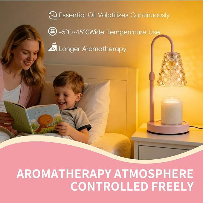 Candle Warmer Lamp Pink with Timer Dimmable, Birthday Gifts for Women Mom, House Warming Gifts New Home Decor, Wax Melt Warmer for Jar Candles with 2 Bulbs