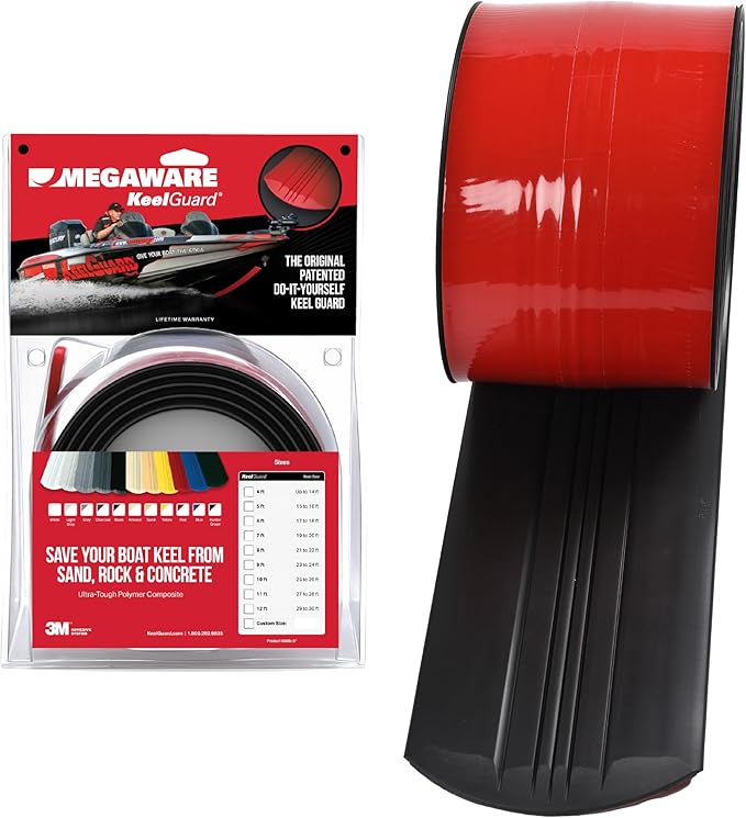 MEGAWARE KEELGUARD USA-Made, Original DIY Keel Guard, 5-Inch Wide, 4-12ft Sizes, 11 Colors, Complete Install Kit with Primer, Hull Protector, for Fiberglass and Some Aluminum Boats, Marine-Grade
