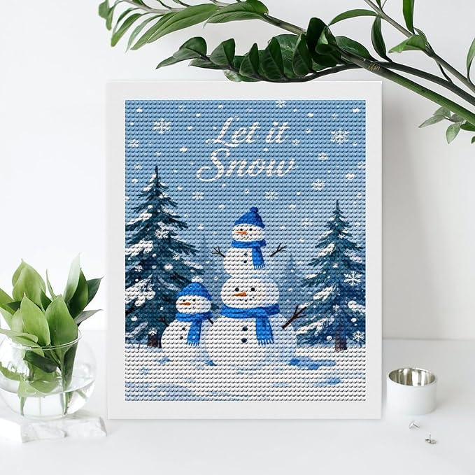 AIVKIEJK Diamond Painting Kits for Adults - Merry Christmas Snowman Winter Painting DIY 5D Full Drill Diamond Dots Paintings with Diamonds Gem Art and Crafts Home Decor 16"x20"