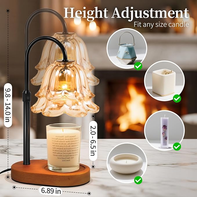 Lanhado Flower Candle Warmer Lamp with Timer - Dimmable Electric Candle Warming Lamps, Adjustable Wax Melter Wamers Light for Jar Candles, Birthday Gifts for Women, Christmas New Home Decor