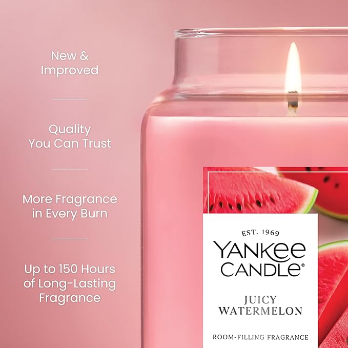 Yankee Candle Juicy Watermelon Scented Candle, 22oz Large Jar with up to 150 Hour Burn Time, Giftable