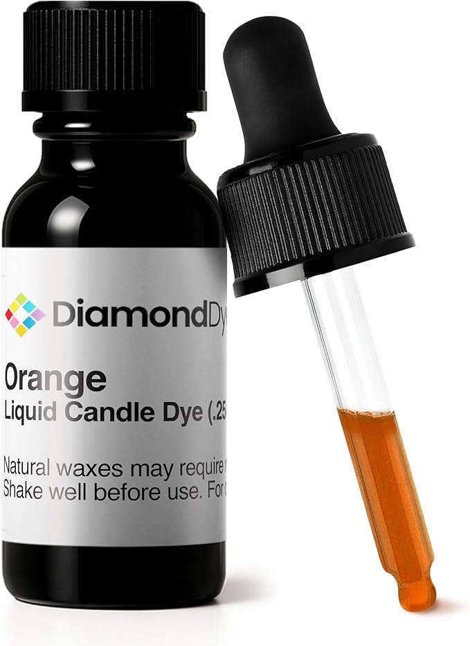 Orange Liquid Candle Dye (.25 oz) - Made in the USA - Safe and Easy to Use - Pure and Simple Ingredients - Candle Making Supplies for Soy, Paraffin, Palm or Gel Wax - 10 Vibrant Colors to Choose from