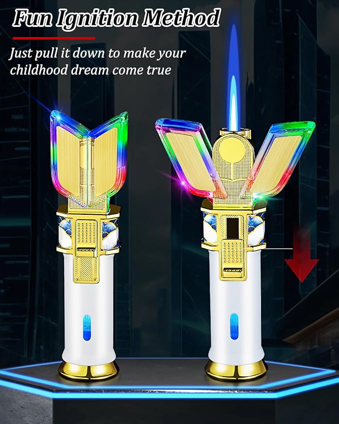 Cool Jet Flame Lighter - Windproof Torch Lighters, Spark Lence Design, Reusable Fire & Light System, Visible Fuel Tank, with Elegant Gift Box(Gas Not Include)