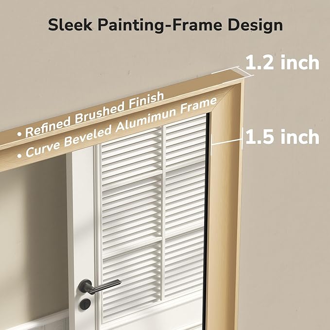 USHOWER Brushed Gold Bathroom Mirrors for Over Sink 30x40 Inch, Metal Framed Rectangle Vanity Mirror for Wall, Bedroom, Living Room, Entryway, Anti-Rust, HD Tempered Glass, Horizontal/Vertical