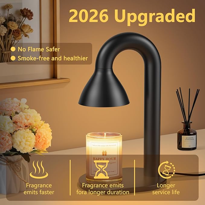 Candle Warmer Lamp with Timer and Dimmer,Minimalist Modern Black Electric Wax Warmer for Women Mom, Best Birthday and House Warming Gift New Home Decor