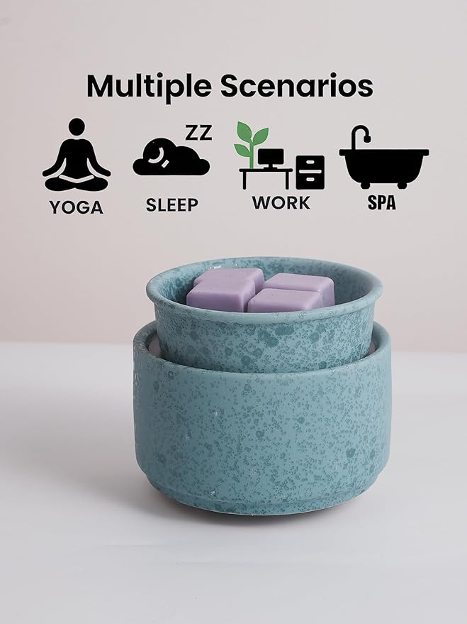 Ceramic Electric Wax Melt Warmer & Cube Oil Melter Cute Small Warmers Aromatherapy for Home Decorative Burner Melts Scented Candle Tart Scent Warm Fragrance (Blue Style)