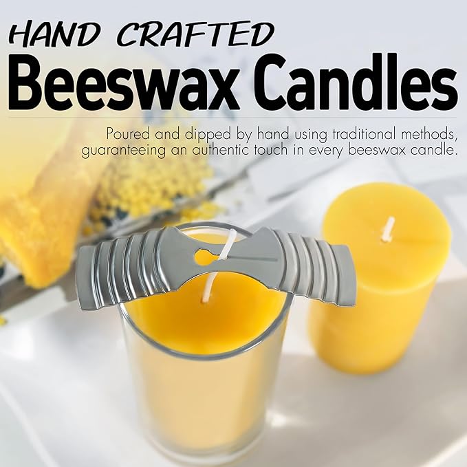 Natural Beeswax Candles Pillar, 2 Packs, 70 Hours Burn Time, 100% Pure Beeswax Candles for Home Deco, Smokeless & Dripless Bees Wax Candle for Relax, Prayer, Air Purification, 2x4 inch