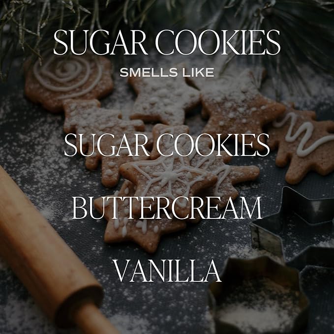 Sweet Water Decor Sugar Cookies Scented Candle - Sugar Cookies, Vanilla, and Buttercream Scented Christmas Candles and Decor for Home - 9oz. Clear Jar Soy Candle, Made in The USA