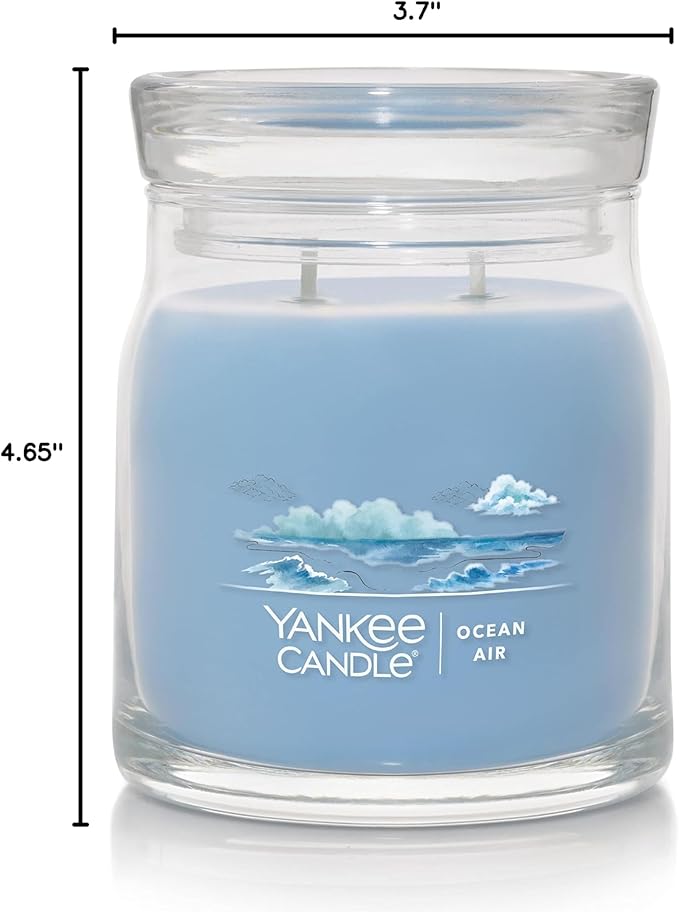 Yankee Candle Ocean Air Scented Signature 13oz Medium Jar 2-Wick Candle Over 35 Hours of Burn Time