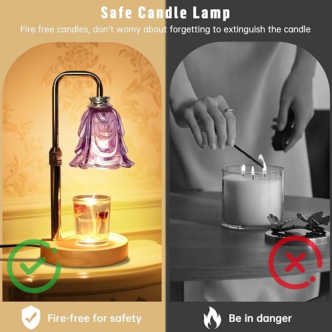 Candle Warmer Lamp with Timer Electric Adjustable Height Candle Warmer Dimmable Wax Warmer Lamp Jar Candles with 2 Bulbs for Home Decor & Office