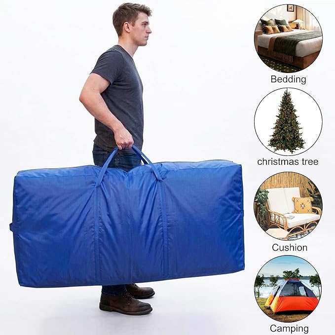 66 Gallon Extra Large Storage Bags, XXL Moving Bags with Zippers & Side Handles, Jumbo Big Storage Totes for Moving & Space-Saving Organization (Blue, 66 Gallon, 1 Pack)