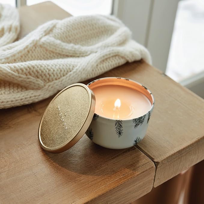 Thymes Scented Candles for Women & Men – Tin with Lid – Luxury Home Decor – Holiday Candles with Notes of Crisp Siberian Fir Needles, Cedarwood, & Sandalwood (Frasier Fir, 6.5 oz) (Pack of 2)