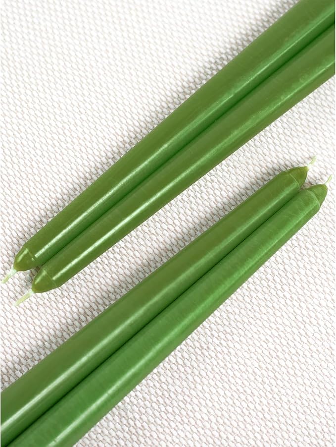 CANDWAX 10 inch Candlesticks Set of 12 - Dripless Taper Candles Perfect for Party or Decor - No Drip Grass Green Candle