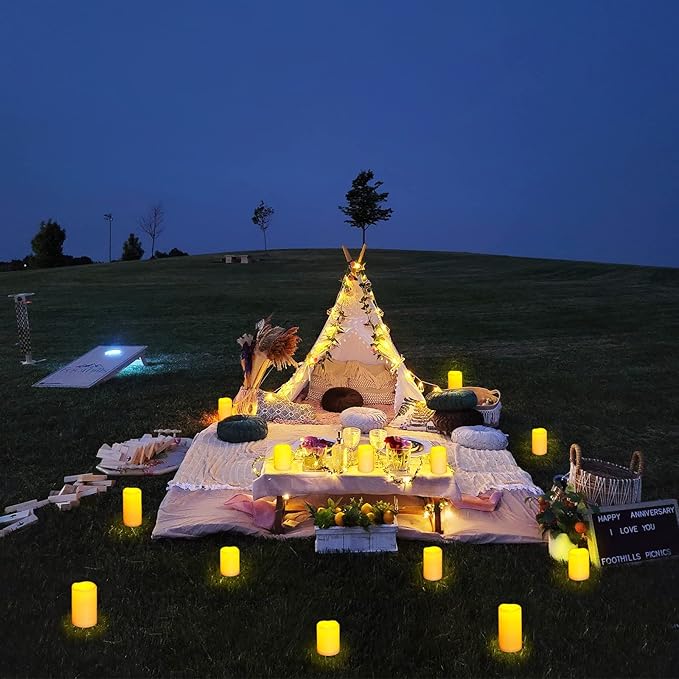 Homemory 9 Pack Flameless Candles, Outdoor Waterproof, Battery Operated LED Pillar Candles with Remote Control and Timer, Plastic, Long Lasting