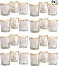 Hosley Set of 24 Silver Mercury Filled Glass Votive Candles. Ideal Gift for Weddings, Bridal Showers, Parties, Home Decor, and Special Events