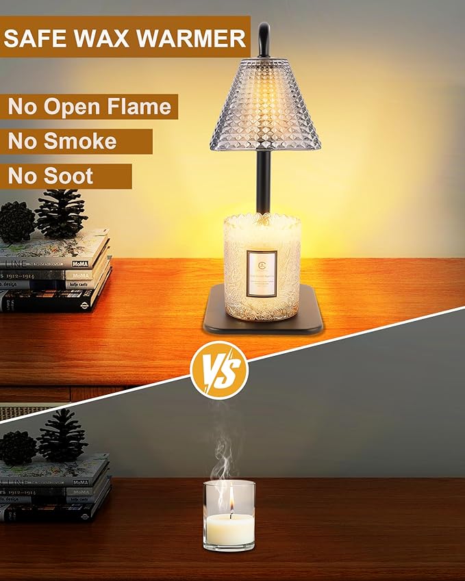 Candle Warmer Lamp with Timer Dimmer - Valentine's Day Birthday Gifts for Women Mom White Elephant Gifts Home Room Decor, Adjustable Height Wax Melt Warmer Lamp for Scented Jar Candles with 2 Bulbs