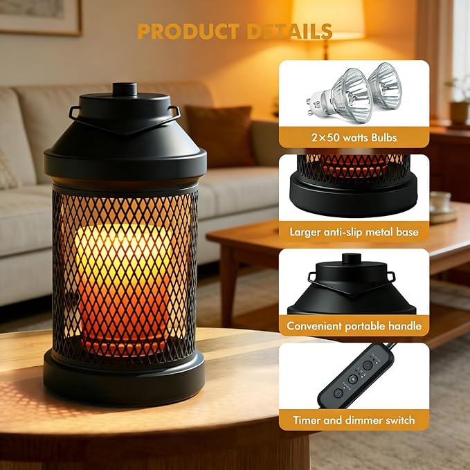 Candle Warmer Lamp - Electric Candle Warmer with Timer & Dimming Function, Wax Melt Warmer for Home Fragrance and Home Décor, Bedside Lamp Lantern Birthday Gifts for Women Mom (Grid, 2 Bulbs Included)