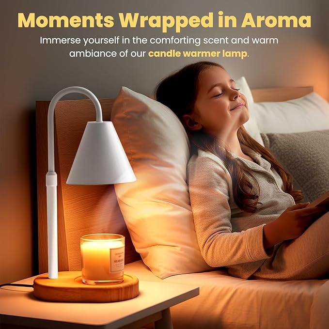 Candle Warmer Lamp with Timer & Dimmable Light – Adjustable Height Candle Melter for Jar Candles – Cozy Home Décor, Christmas, Birthday & Housewarming Gift Ideas for Women, Mom, Sisters, and Friends