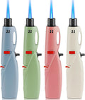 Samniu 4 Pack of Butane Torch Lighter, Windproof & Refillable, Adjustable Jet Flame Lighters with Safety Lock for Candle, Grill, Stove, Firework (NO Gas)