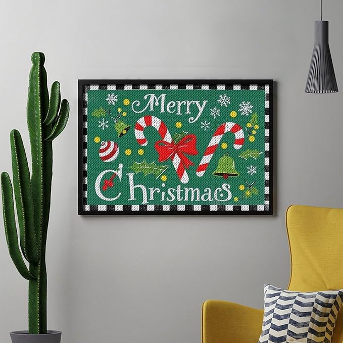 AIVKIEJK Diamond Painting Kits for Adults - Festive Merry Christmas Red Bow, Candy Cane & Bell Painting DIY 5D Full Drill Diamond Dots Paintings with Diamonds Gem Art and Crafts Home Decor 8"x12"