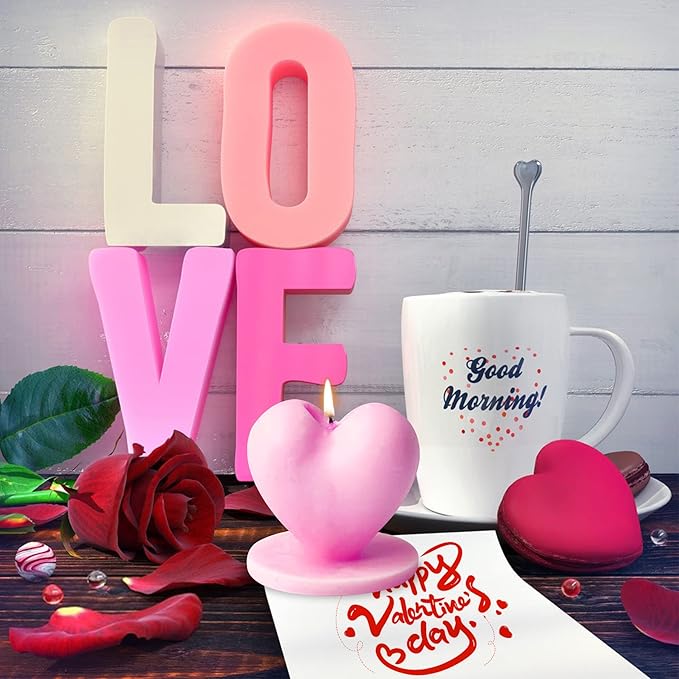 Heart-Shaped Candle Mold with Base, Silicone Mold for DIY Candle Making, Romantic Heart Design for Valentine’s Day and Gift Crafting