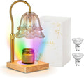 Candeldo Candle Warmer Lamp with Timer: 7 Colors LED Changing Flower Candle Warmers with 2 Blubs Dimmable Wax Melt Home Decor Birthday Mom Birthday Gift for Women