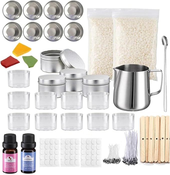 Yiodauh Candle Making Kit DIY Candle Kit Soy Bean Wax Making Supplies Handmade Aromatherapy Beeswax Crafts Gifts Mold Tool Sets