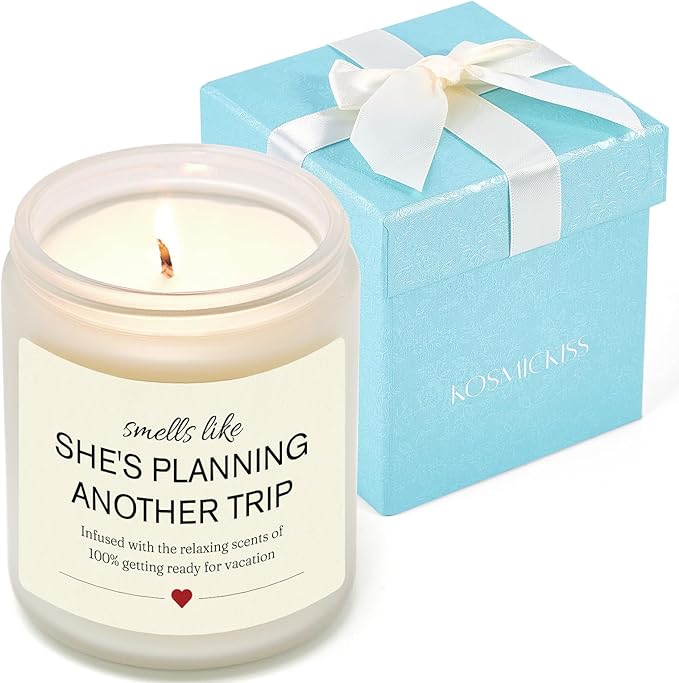Kosmickiss Best Travel Gifts for Women, Lavender Soy Wax, Funny Gift for Travelers Women, Vacation, Travel Gift for Her, Sister, Friends