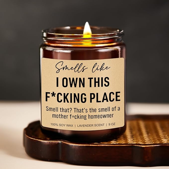 Funny Scented Candle, House Warming Gifts New Home, Housewarming Gifts for Women, Men, Couple, New Homeowner - First Apartment Essentials - Closing Presents for Home Buyers - 9 oz