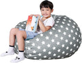 Lukeight Stuffed Animals Storage Bean Bag Chair Cover Only (Ships Empty, No Filling) - Velvet YKK Zipper Beanbag Cover for Toddlers and Kids, Washable Plush Toy Organizer, Large 27" D x 16" H