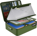 ENGPOW 5200℉ Fireproof File Organizer Bag with 13 Pocket Accordion File Folder,Document Organizer Box with Lock&Labels,Multi-Layer Portable Home Travel Safe Storage for Important Documents,Green