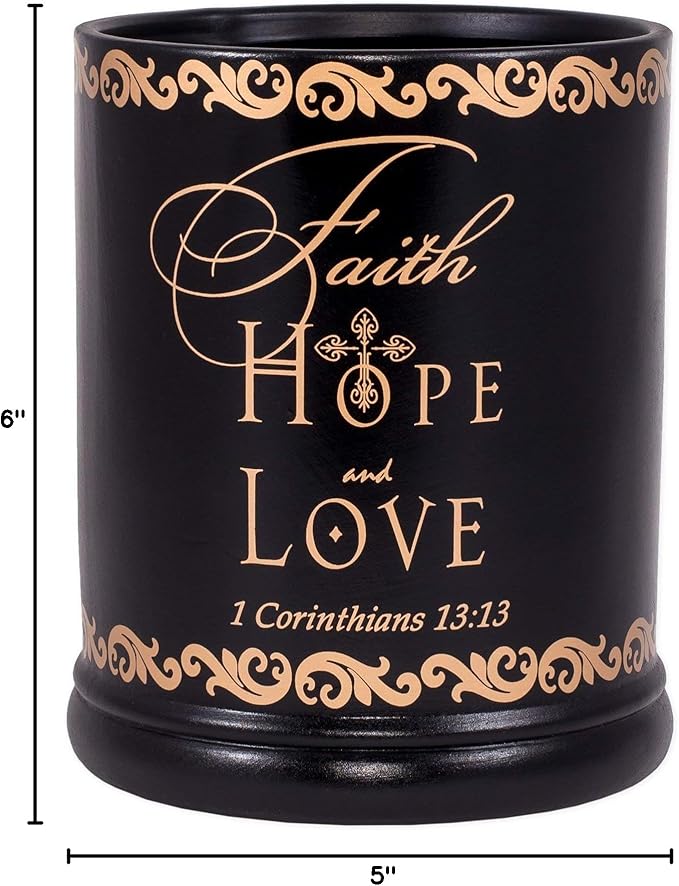 Elanze Designs Faith Hope Love Ceramic Stoneware Electric Large Jar Candle Warmer