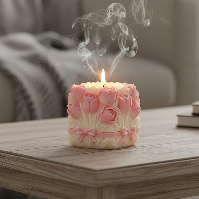 Candle Mold for Candle Making, 3D Floral Silicone Mold for Resin Casting DIY Plaster Polymer Clay Home Decoration (Tulip Flower)