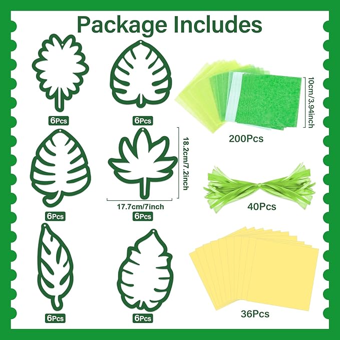 Qyeahkj 36 Set Palm Sunday Suncatchers Crafts for DIY Easter Palm Leaves Window Tissue Paper Crafts Kit Green Leaf Hanging Decor for Spring Home Activity Art Project Party Favor Gift