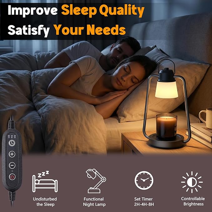 Candle Warmer Lamp with Timer, for Women,Dimmable Electric Wax Melt Warmer for Jar Candles, Vintage Candle Lamp Warmer with 2 Bulbs, House Warming Gifts New Home Decor