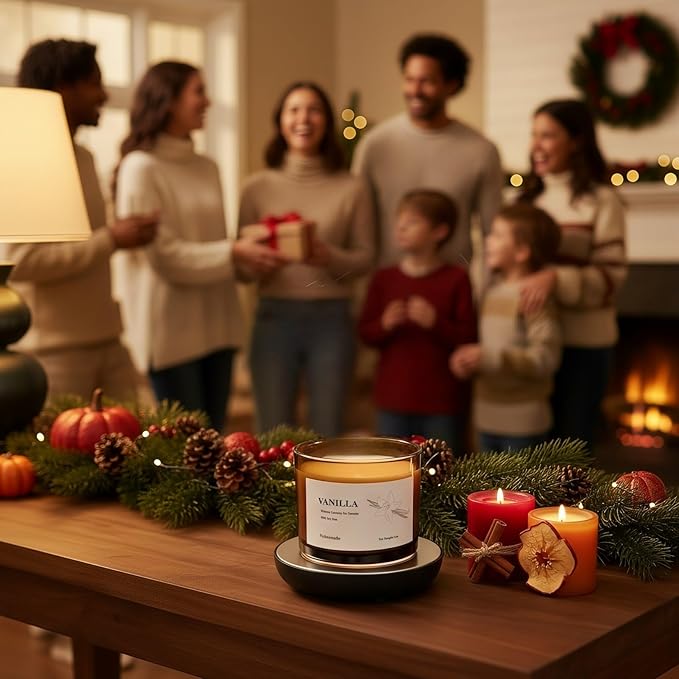 VOHO Vanilla Wickless Candles for Candle Warmer Lamp, 9oz Soy Candles with Stirring Spoon & Lid, Vanilla Candle for Anniversary House Warming Gifts, Wickless Scented Candles for Candle Lamp Warmer