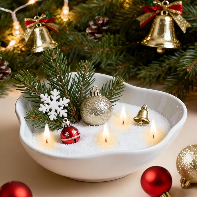White Pearled Candles for DIY Christmas -15.87oz Sand Wax Refillable Sand Candles with Wicks and Wick Tabs Candle Beads and Wicks for DIY Candle for Christmas, Home, Weddings